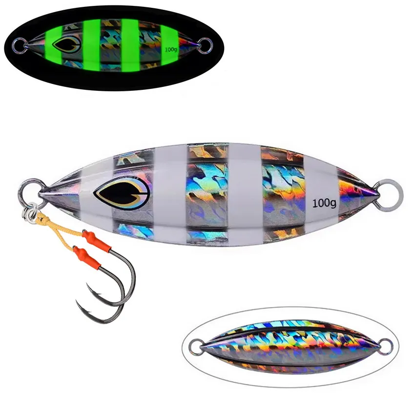 Señuelo jigging lento metal UV con anzuelo auxiliar para atún y pargo - imagen 2