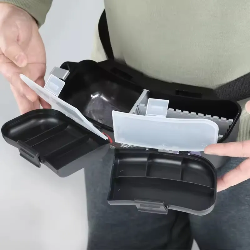 Caja de pesca para cinturón ajustable con compartimento de señuelos