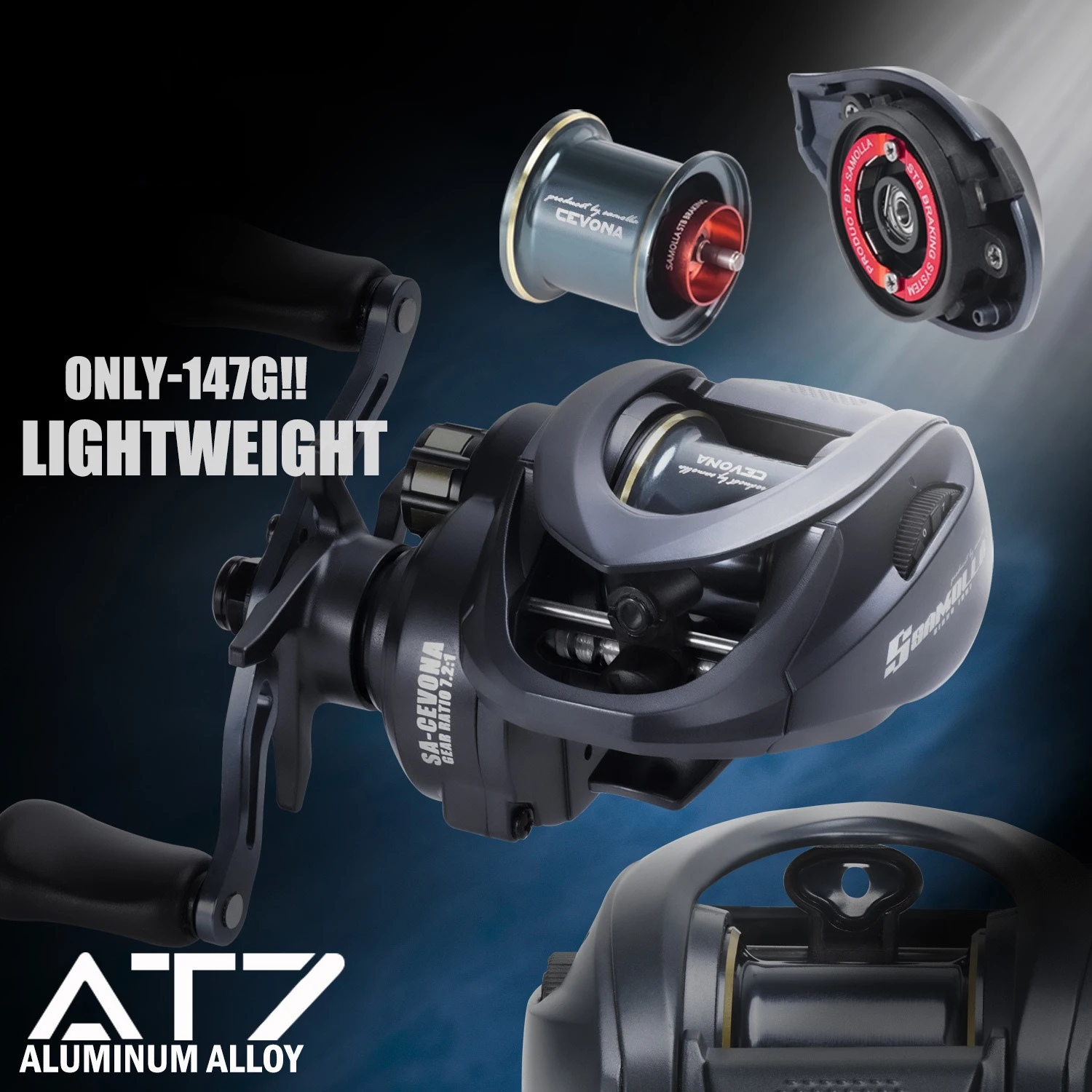 Carrete baitcasting ultraligero con freno y control de arrastre - imagen 5