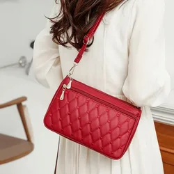 Bolso bandolera de cuero PU con cremallera y bordado mujer