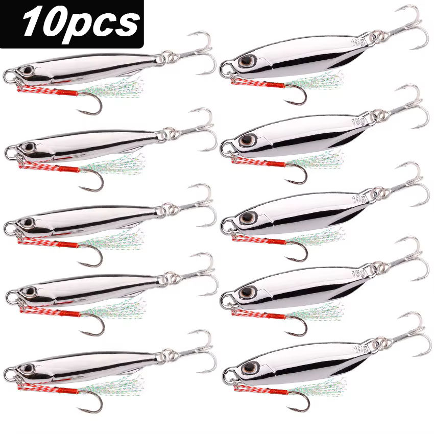 Jigs Metálicos para Pesca en Costa – Acabado Plata