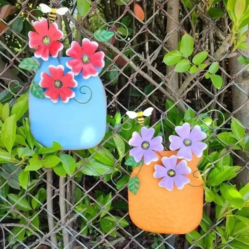 Jarrones de metal para jardín: decoración mural y patio exterior - imagen 3