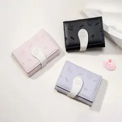 Cartera PU con estampado de gatitos y porta tarjetas para chicas