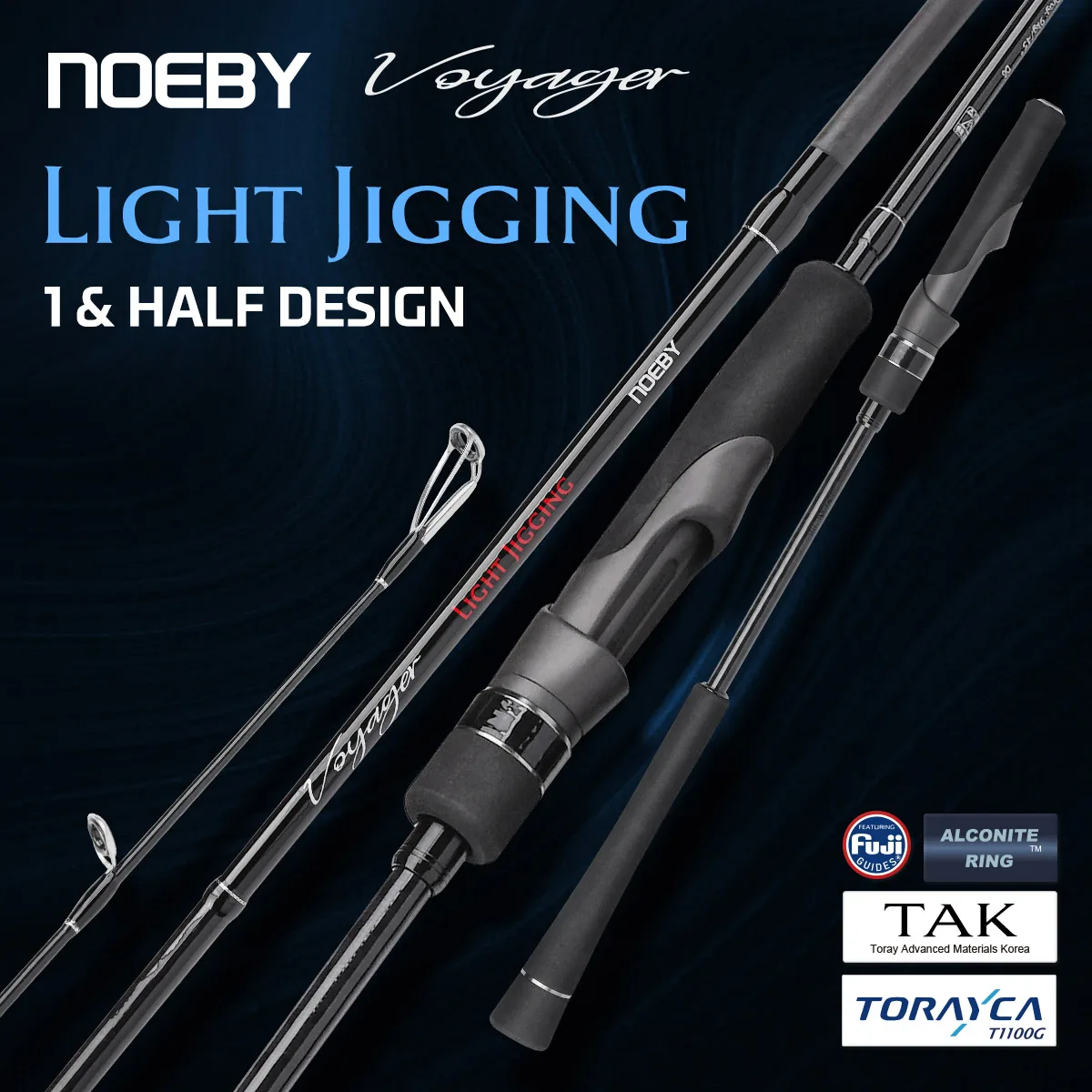 Caña jigging Noeby Voyager Light con guías Fuji para señuelos