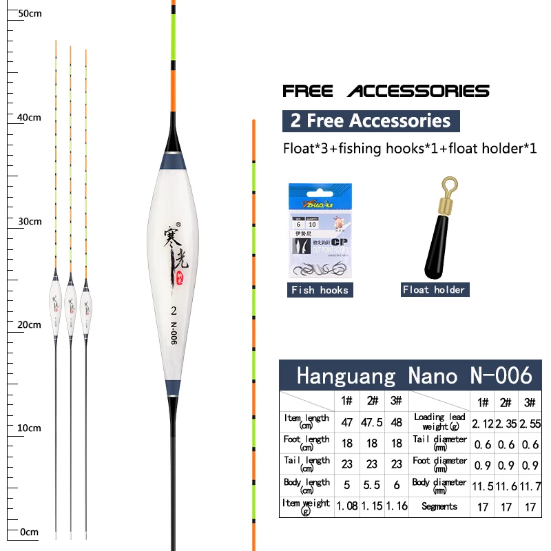 Flotadores Nano de tapón para pesca compuestos, cola dura - imagen 5