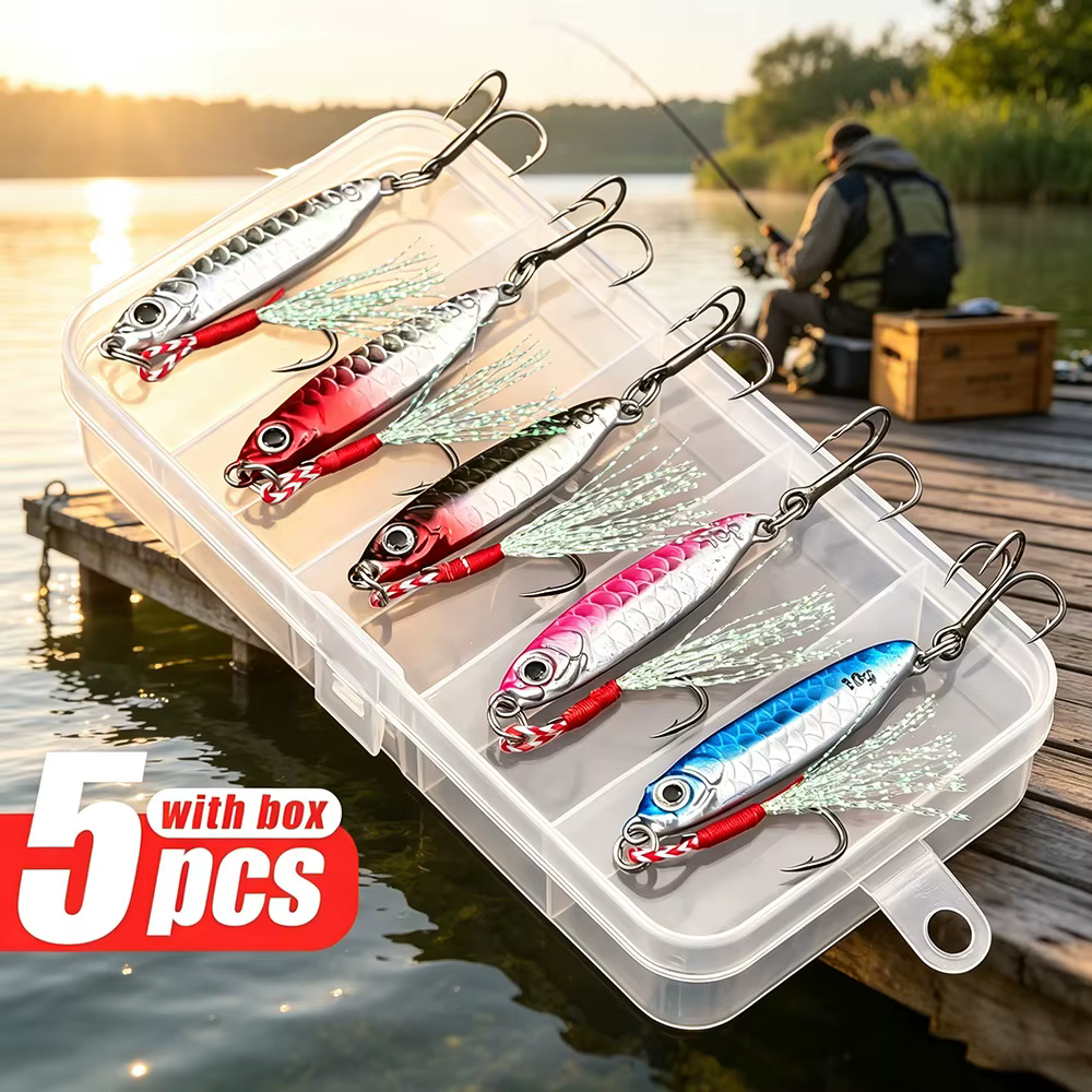 Señuelo VIB de Metal Hundible con Doble Anzuelo – Para pesca en agua salada - imagen 2