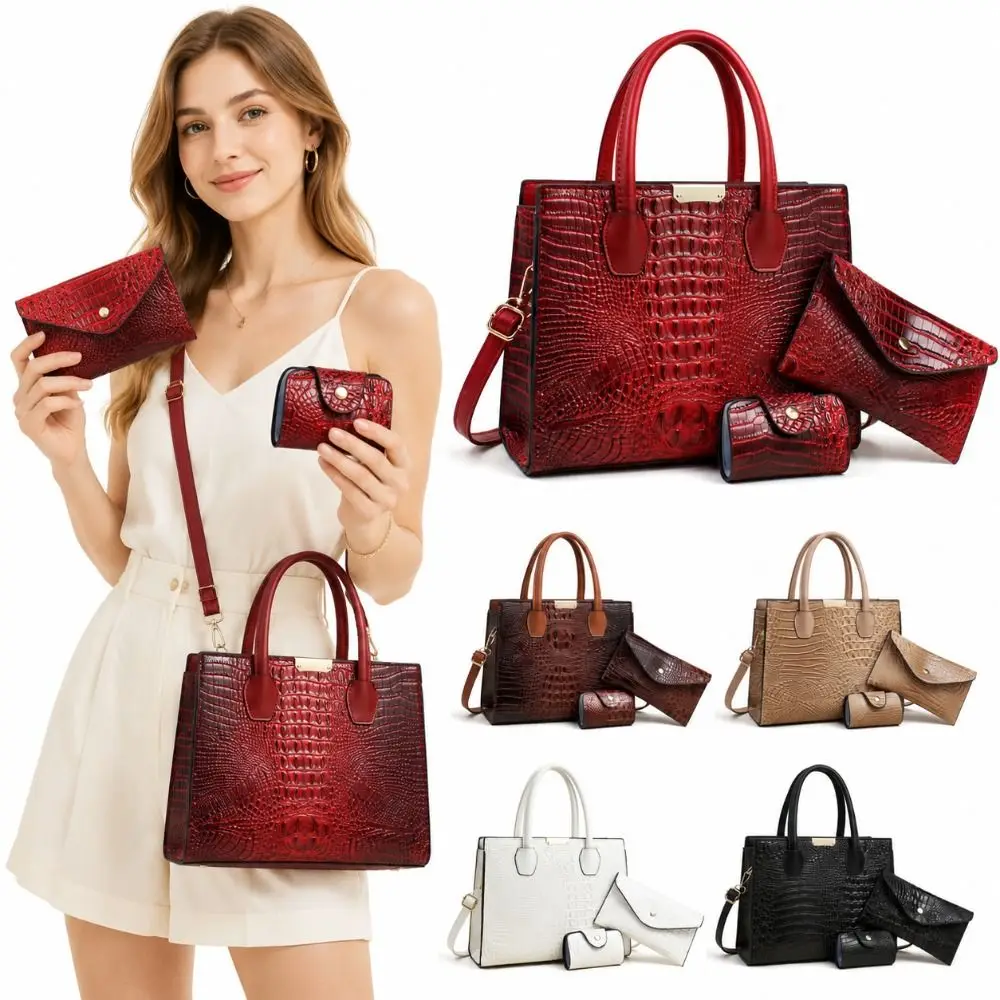 Bolso bandolera de cuero gran capacidad con patrón cocodrilo - imagen 5