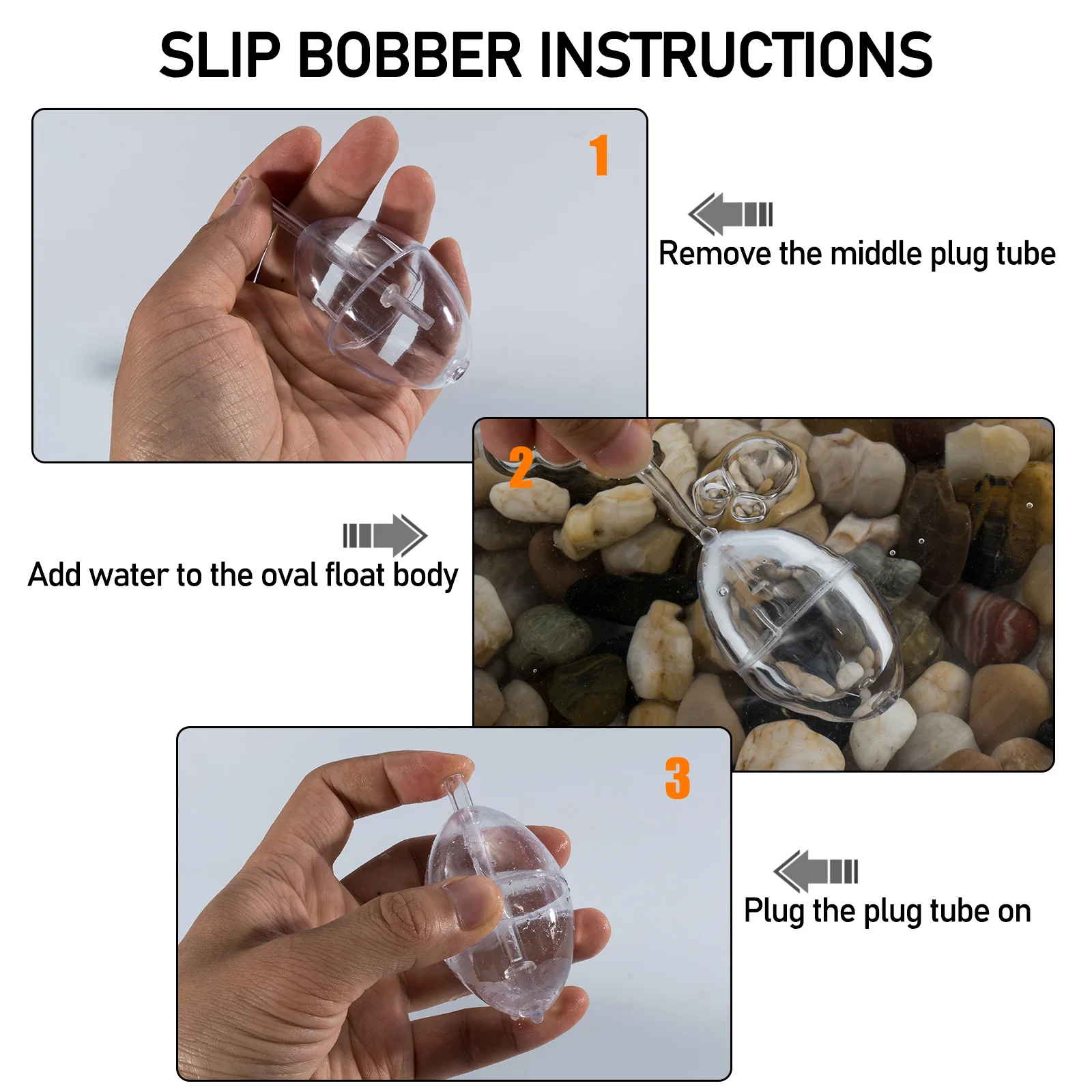 Flotador Deslizante Ovalado Transparente PVC – Indicador de Picada - imagen 2