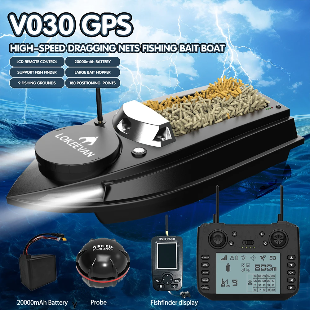 LOKEEVAN V030 Barco Cebador con GPS y Sonda para Carpas - imagen 5