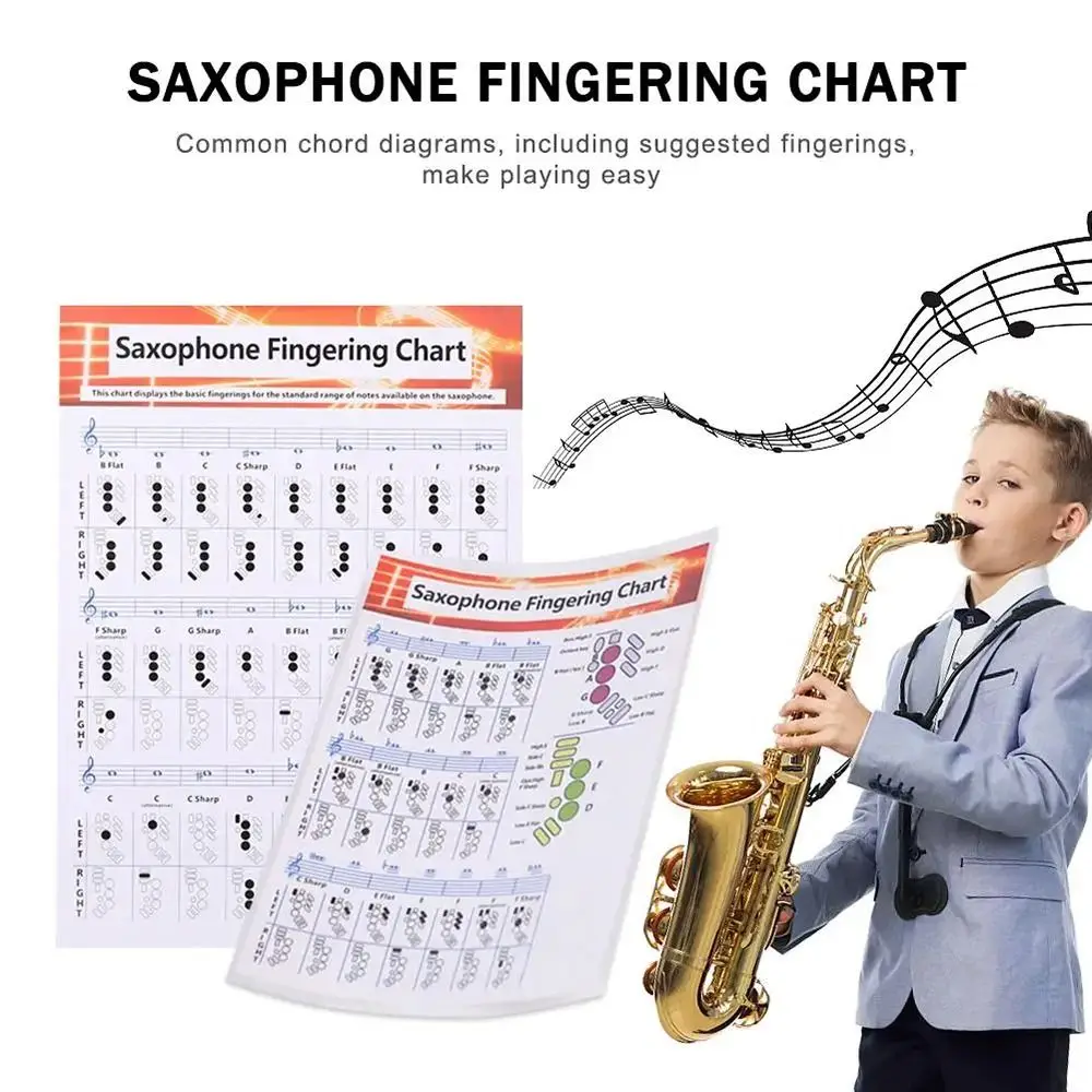 Tabla de digitación de saxofón para principiantes con papel recubierto - imagen 5