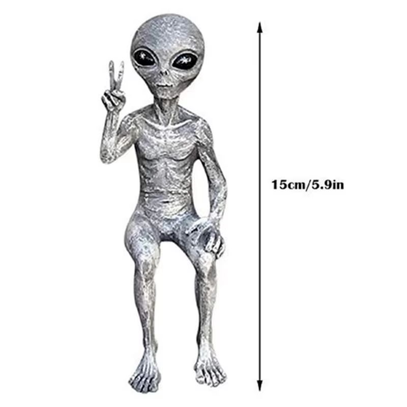 Decoración de jardín con figura extraterrestre – Resina resistente para exterior - imagen 4