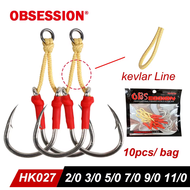 Anzuelo de Asistencia Obsession HK026/27 – Alto carbono con línea Kevlar para agua salada - imagen 2