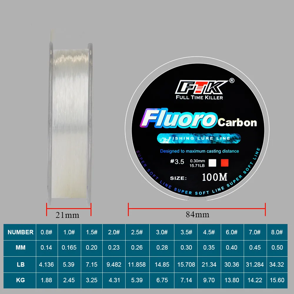 Línea de fluorocarbono 100 m para pesca con mosca en mar y ríos - imagen 2