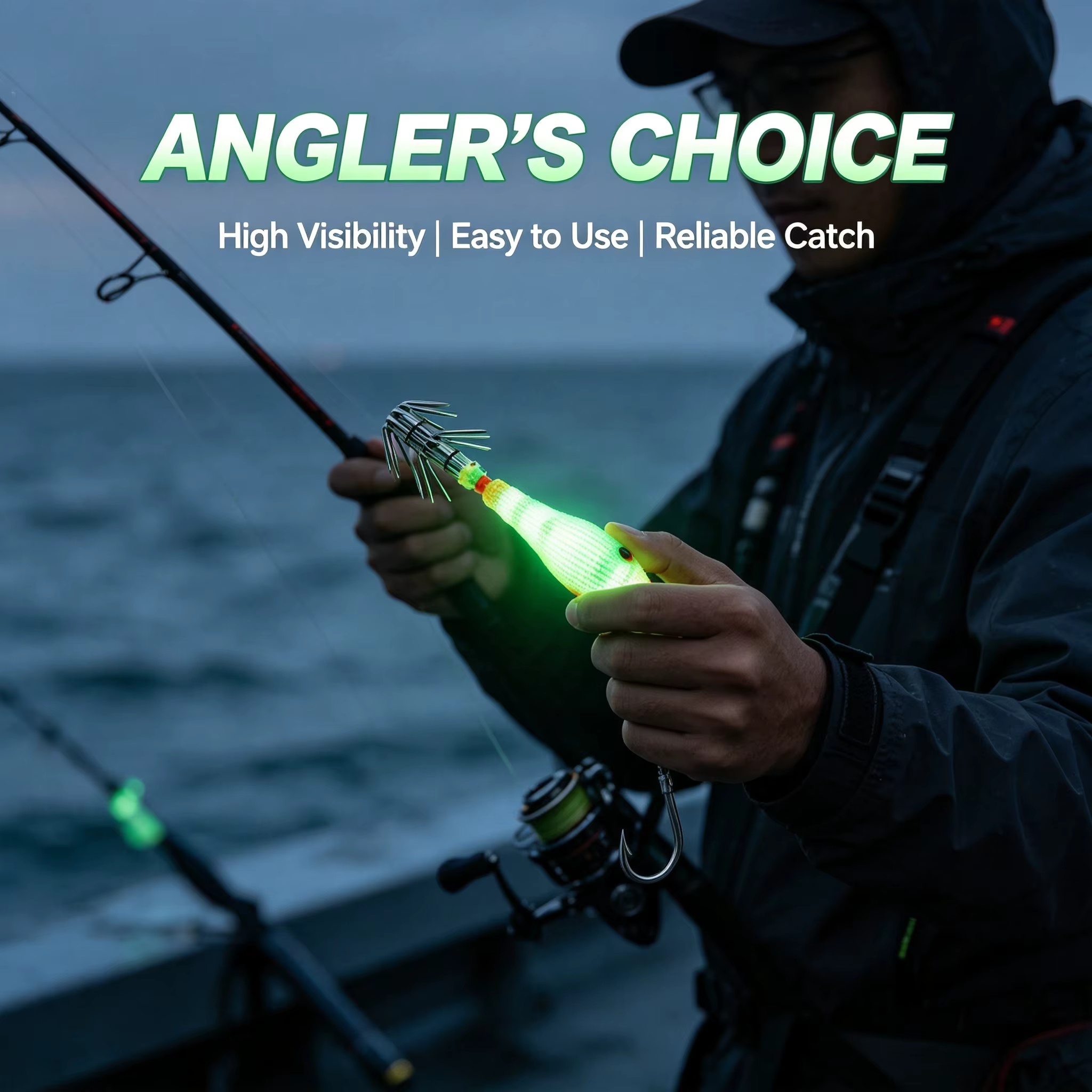 Señuelos Luminosos Cuerpo Suave para Pesca Nocturna – Anzuelos Afilados - imagen 4