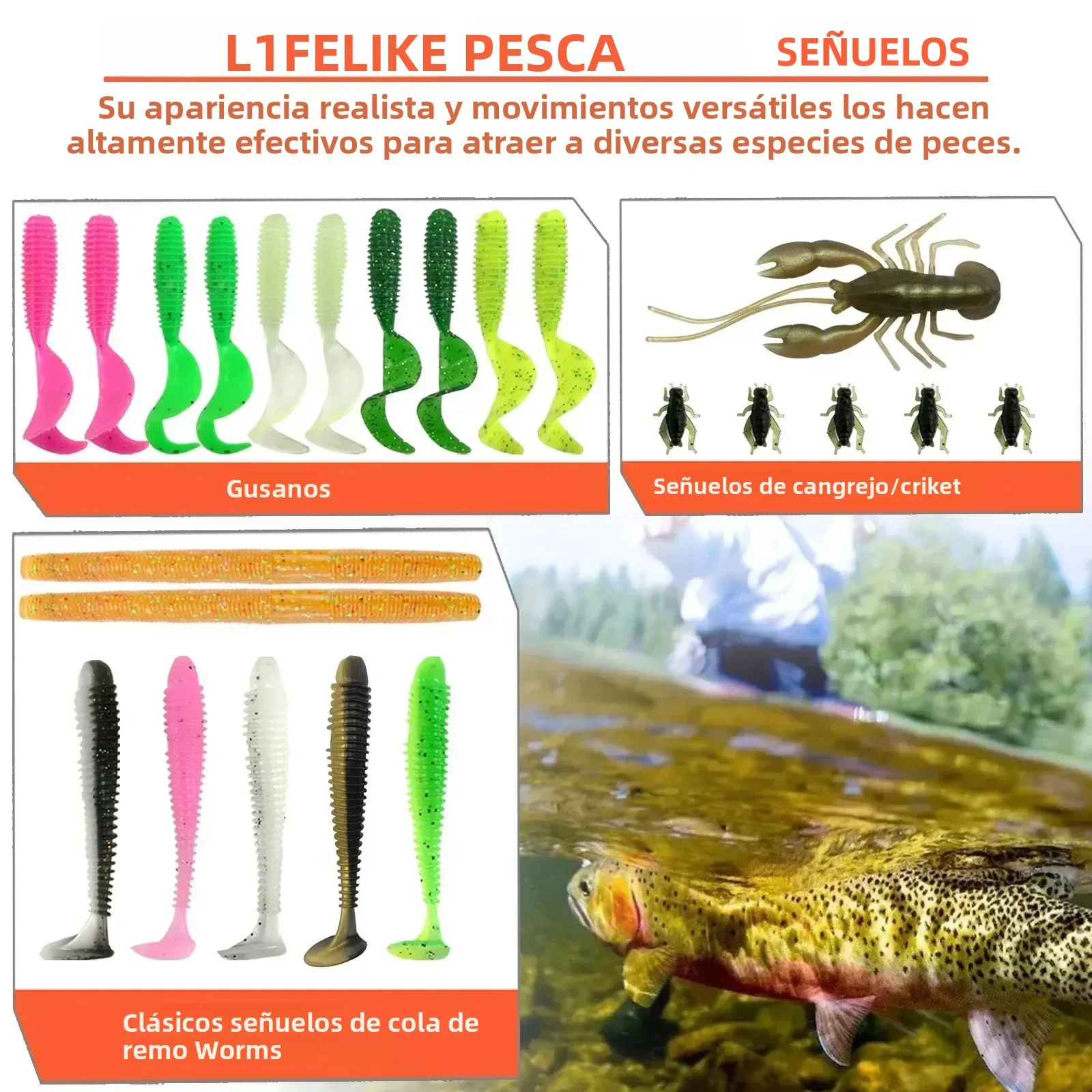 Kit de señuelos crankbait para lubina, trucha y lucio con cajas - imagen 2