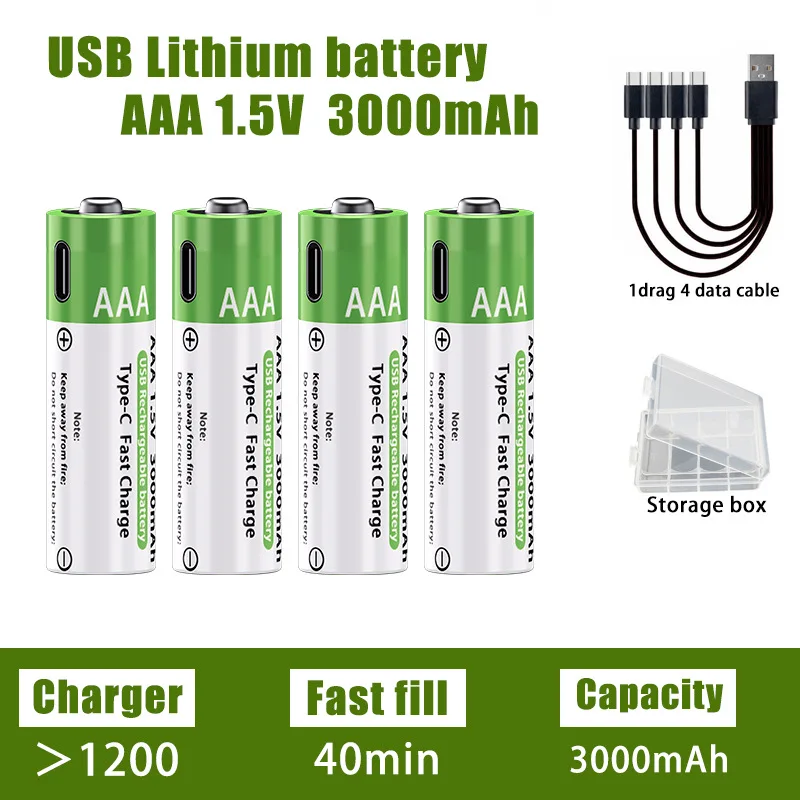 Batería recargable de litio USB-C para control remoto, carga rápida - imagen 3