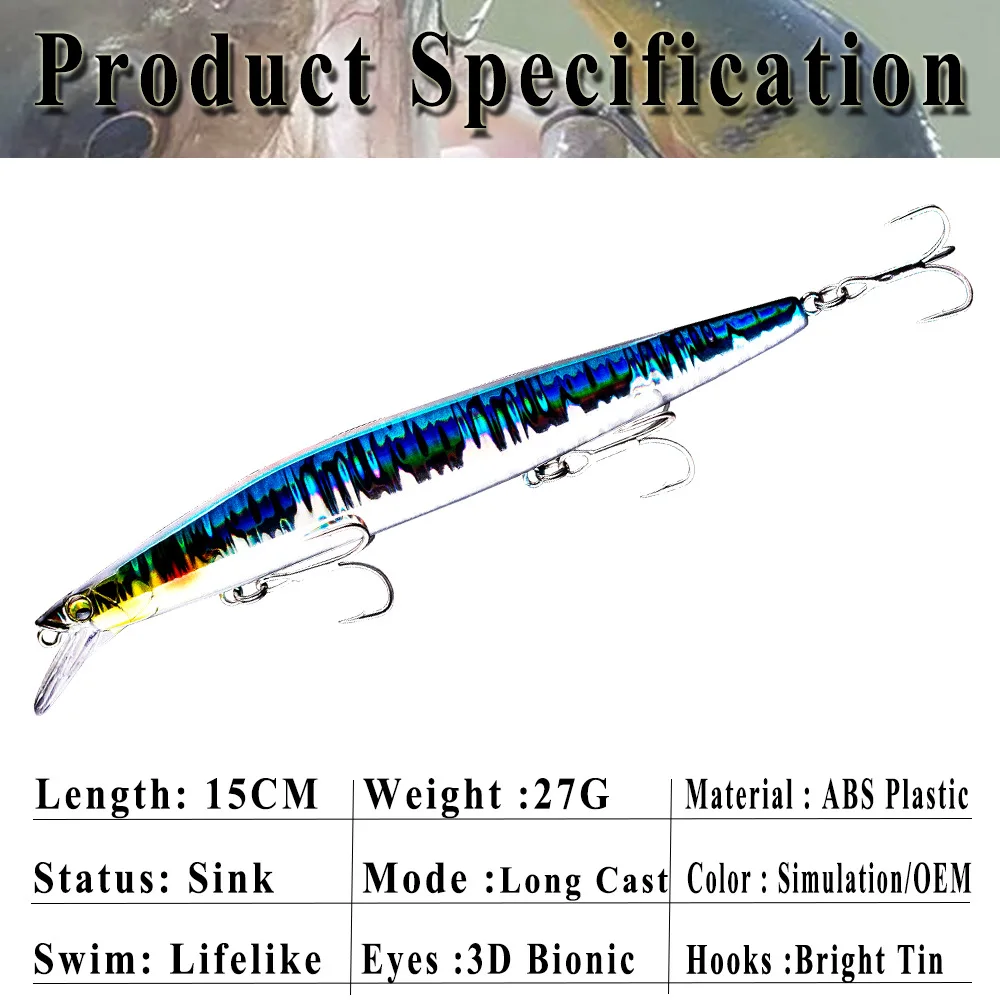 Señuelo Minnow hundible Swimbait de pico poco profundo Jerkbait - imagen 3