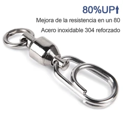 Eslabón rápido ovalado con rodamientos FishTrip – Acero inoxidable