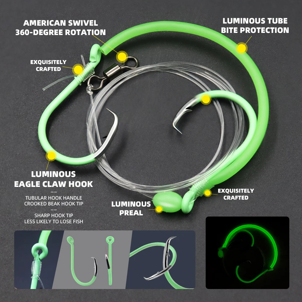 Comparativa de tallas de anzuelo circular luminoso