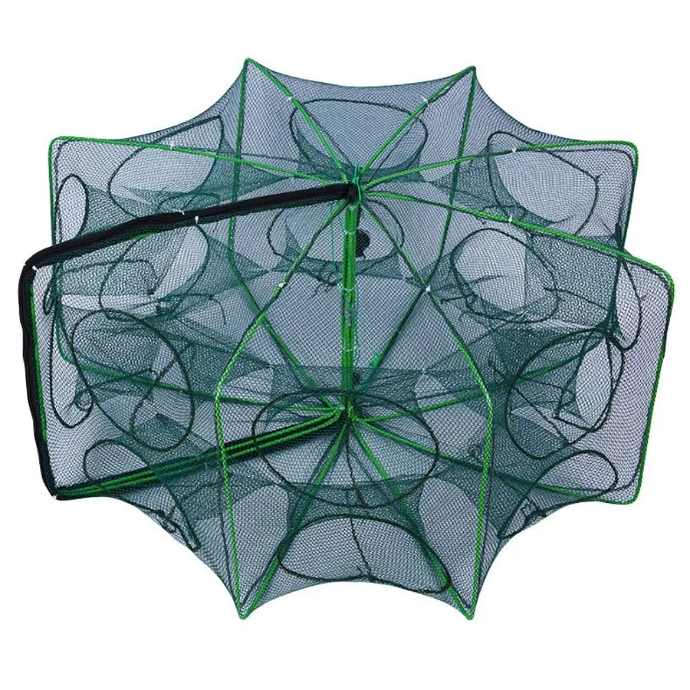Red de pesca plegable de nailon duradera octagonal verde manual - imagen 4