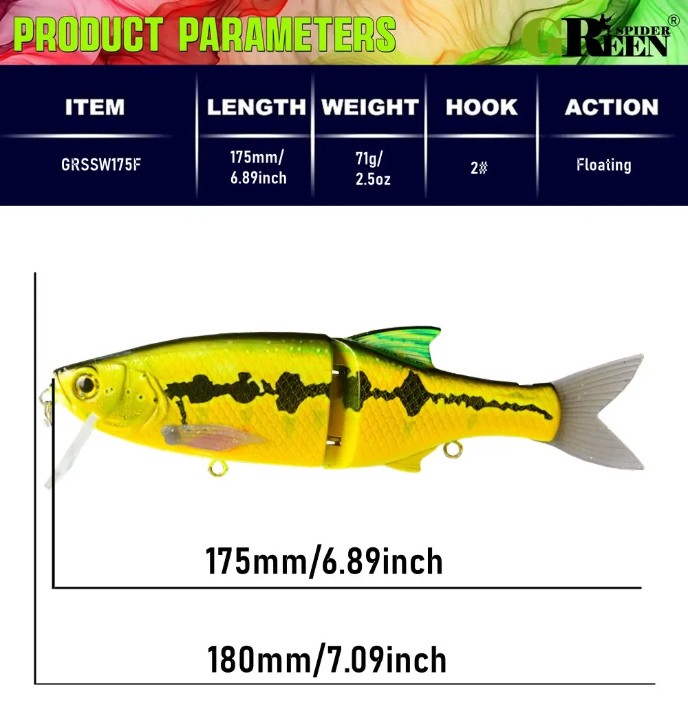 Detalle del señuelo articulado para pesca de lucio y lubina