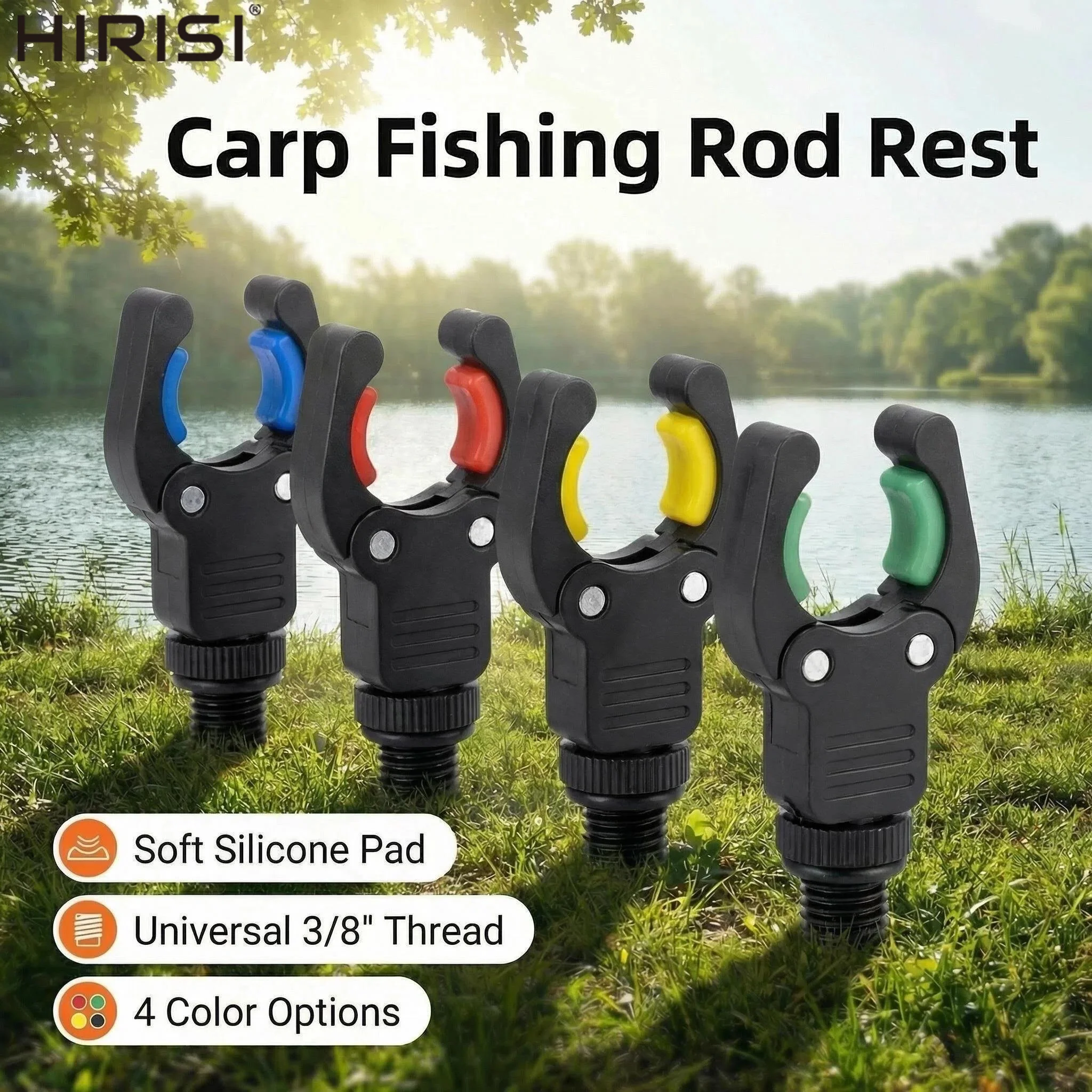 Hirisi AC143 Soporte de caña de pesca carpa con agarre seguro - imagen 5