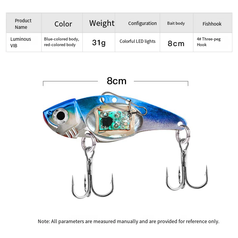 Luz LED intermitente para pesca electrónica, anzuelo triple