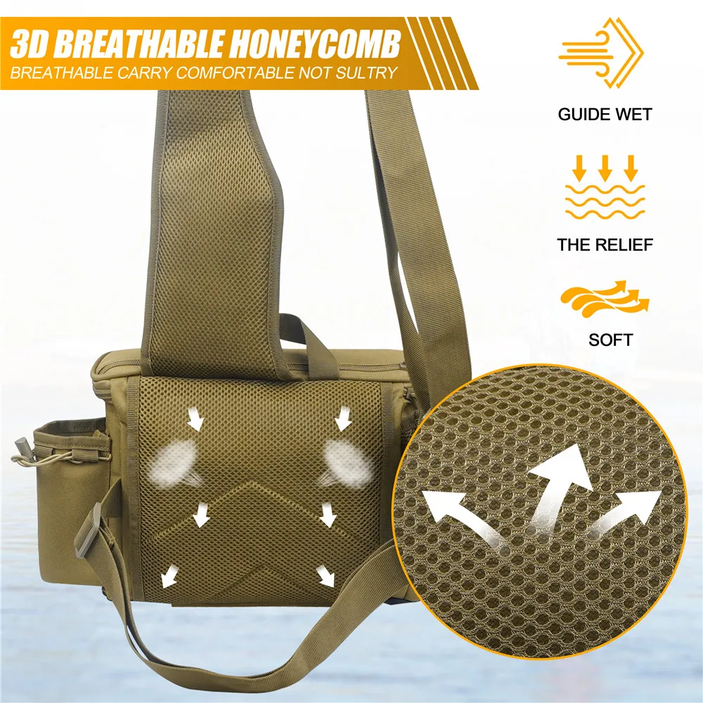Mochila riñonera de pesca con soporte para caña – Organizador resistente - imagen 4