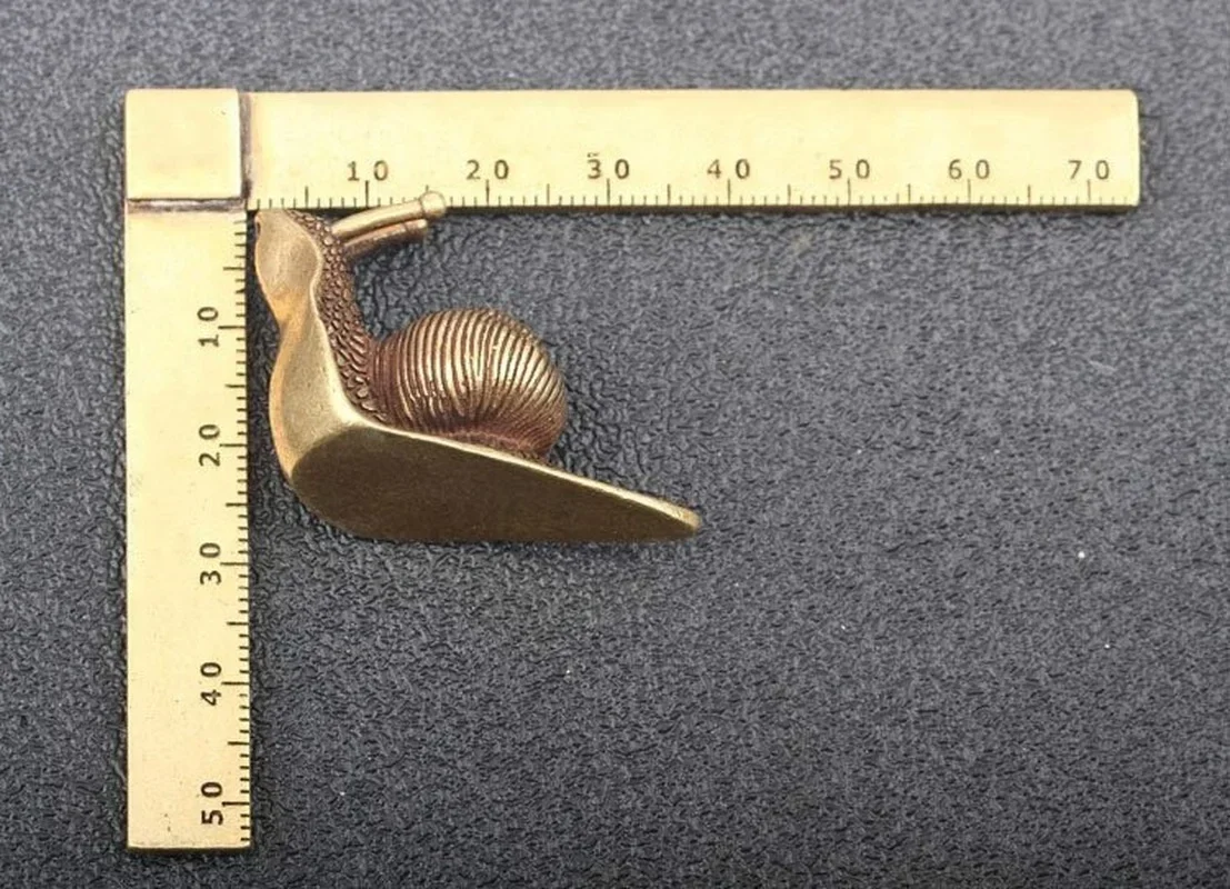Prensapapeles de Latón Antiguo – Caracol y Vaca en Cobre Macizo - imagen 2