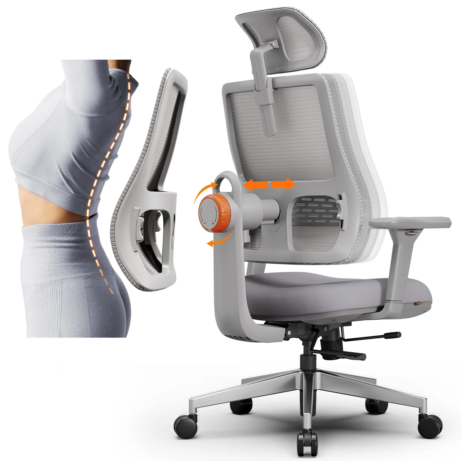 Silla ergonómica de oficina con soporte lumbar adaptativo - imagen 5
