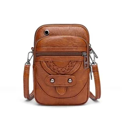 Bolso bandolera piel estilo retro occidental de textura suave