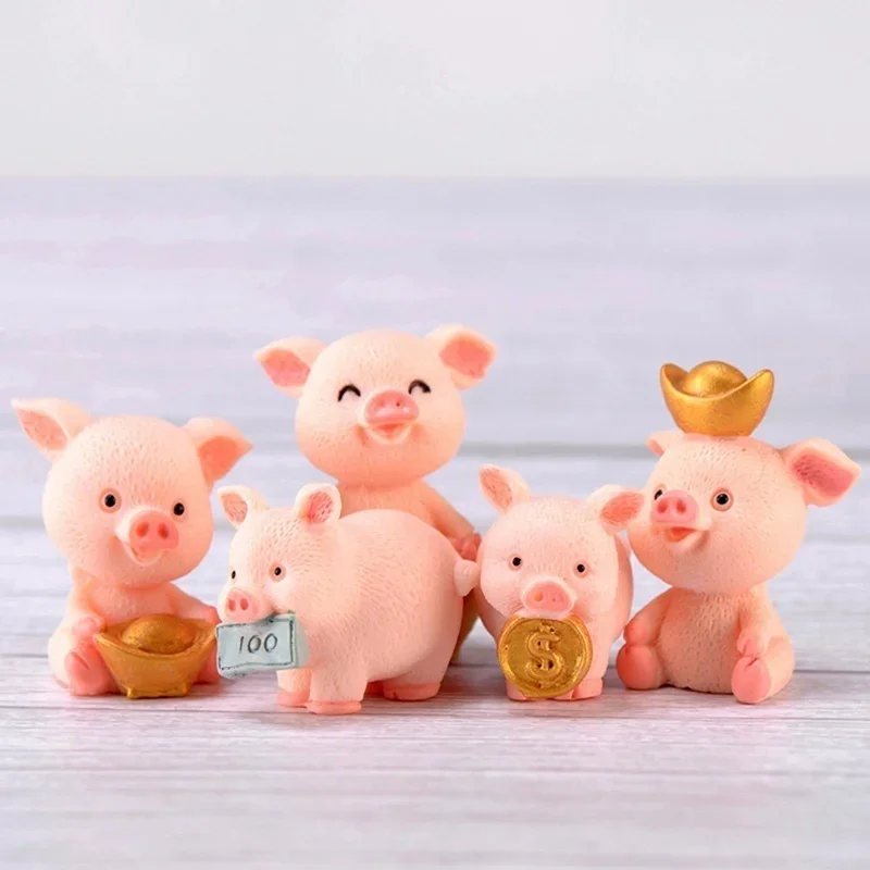 Figura resina kawaii de cerditos para micro paisajes y bonsáis