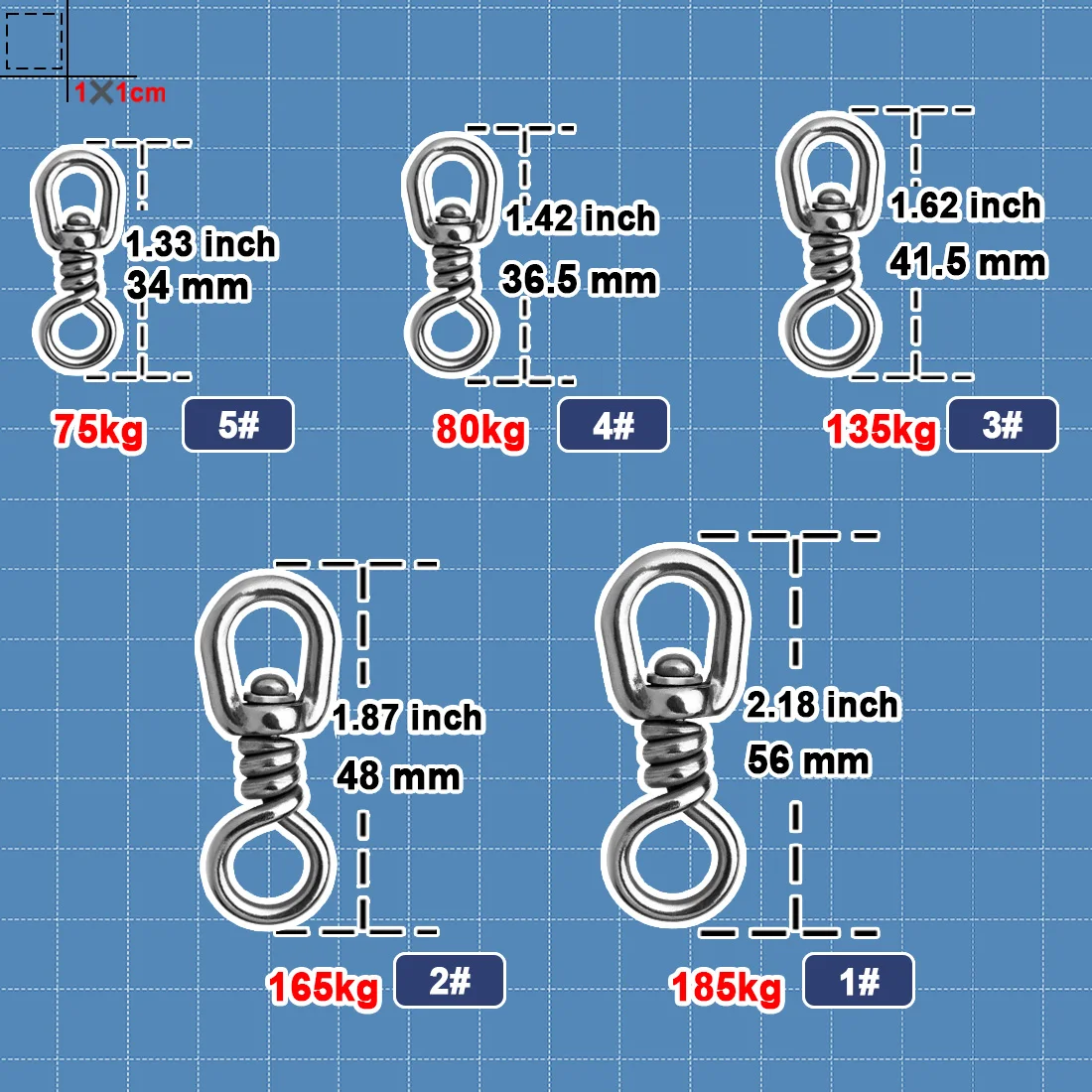 Conector giratorio 9KM en acero inoxidable para pesca de atún - imagen 5
