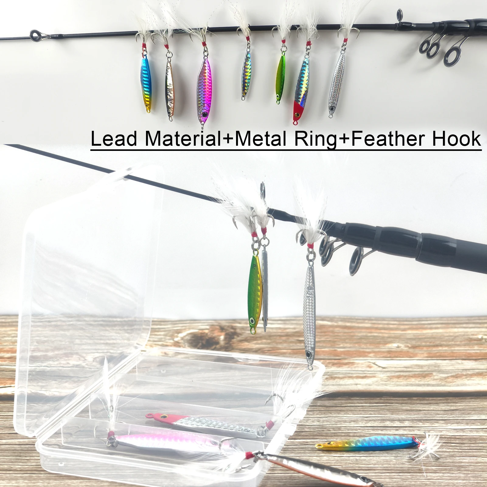 Kit señuelos de mar Free Fisher VIB con anzuelo triple y plumas - imagen 4