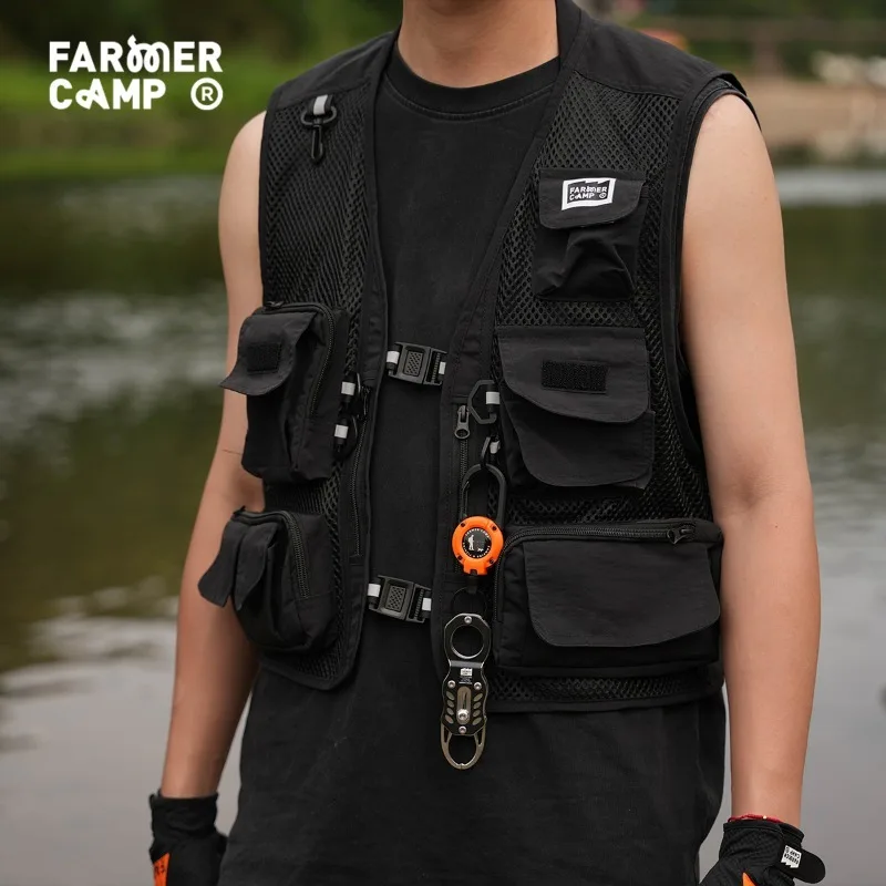Farmer Camp Chaleco de pesca multifuncional con bolsillo