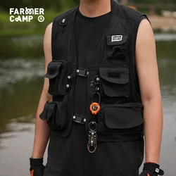 Farmer Camp Chaleco de pesca multifuncional con bolsillo