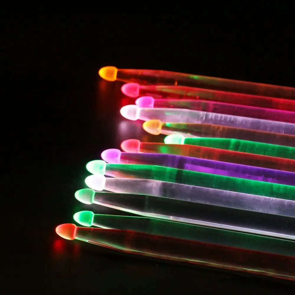 Baquetas de tambor luminosas fluorescentes acrílicas: brillan de noche