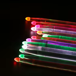 Baquetas de tambor luminosas fluorescentes acrílicas: brillan de noche
