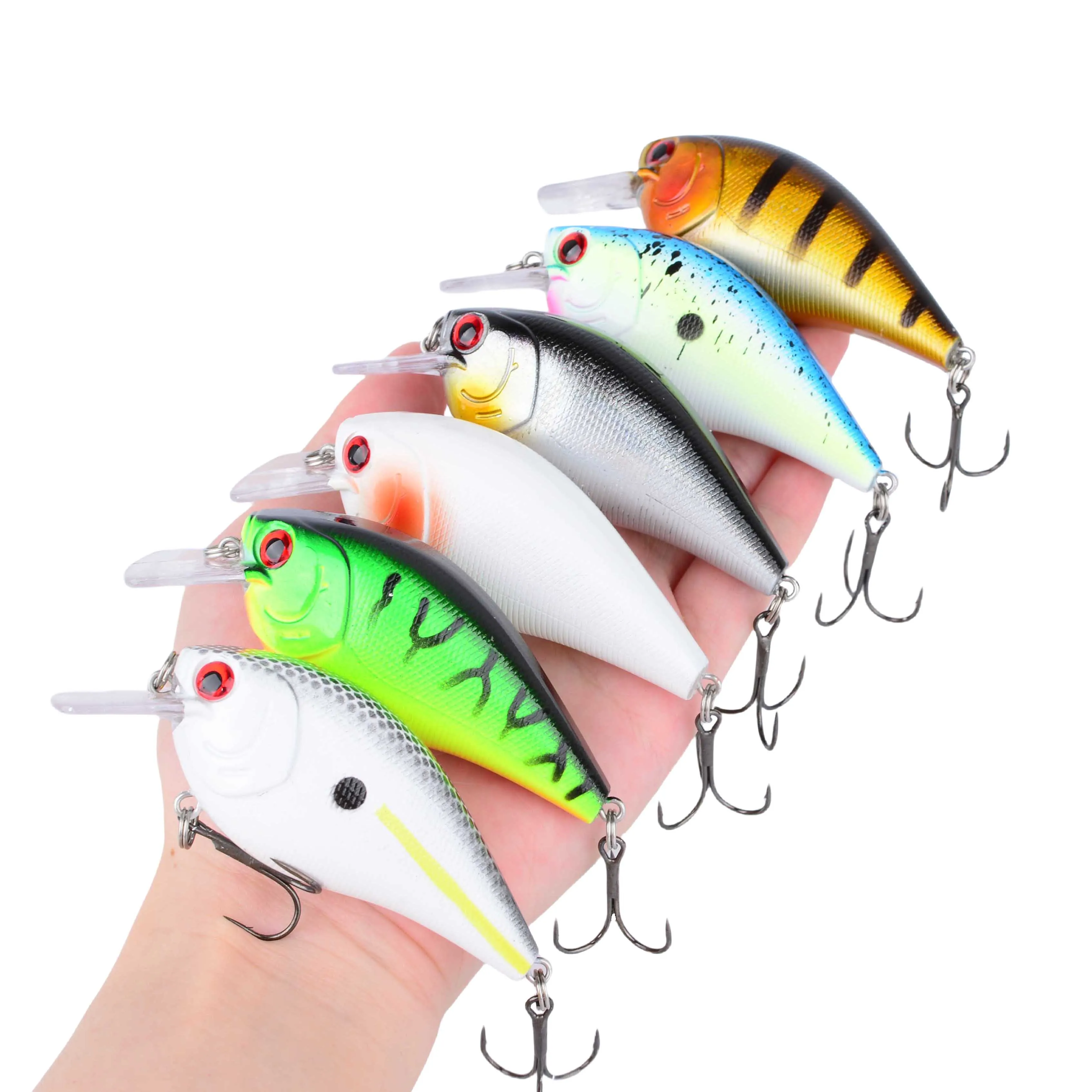 Set de 6 señuelos crankbait multicolor para pesca deportiva