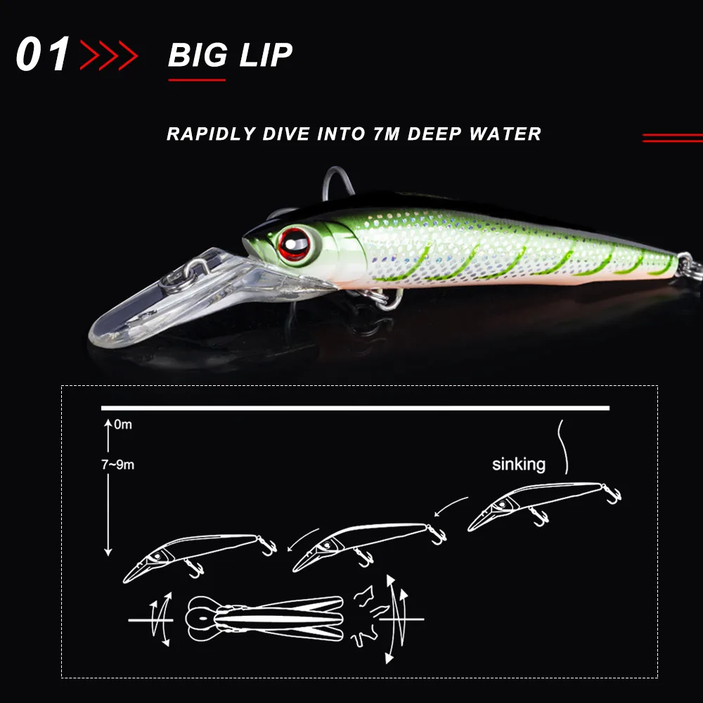 NOEBY señuelo crankbait hundimiento rápido para salmón y lucio