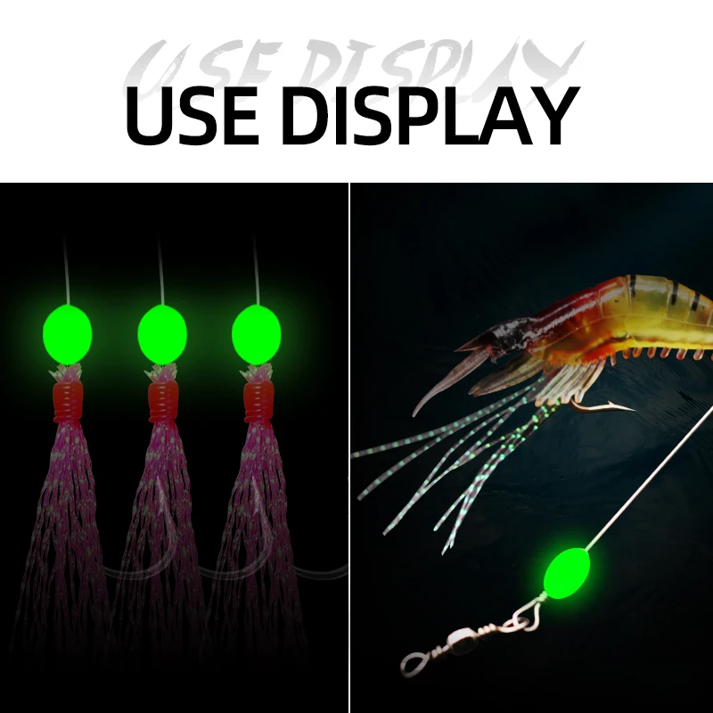 ShareShark Cuentas Luminosas Ovaladas para Pesca con Anzuelos Triples