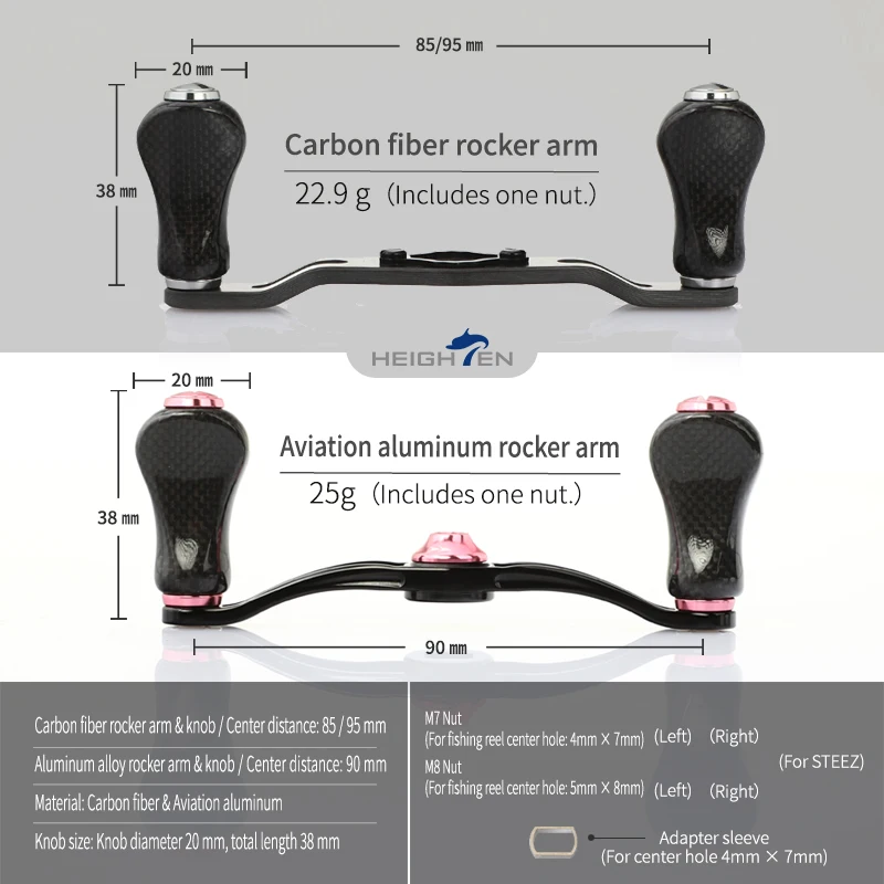 Manivela doble para carrete baitcasting HEIGHTEN con perillas de carbono - imagen 5