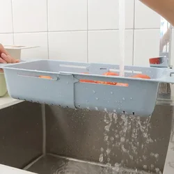Escurridor portátil ajustable de platos y verduras para fregadero