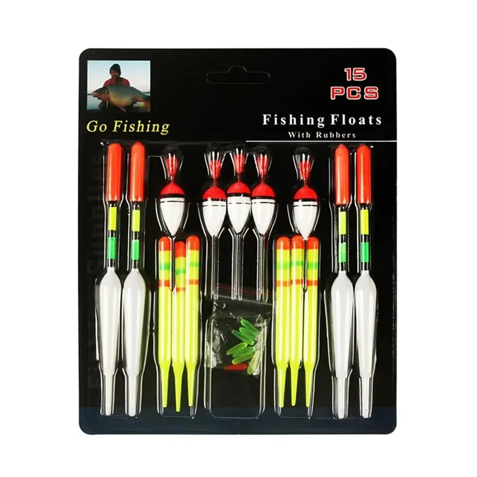 Juego de 15 flotadores de pesca Topline Tackle de diferentes tamaños
