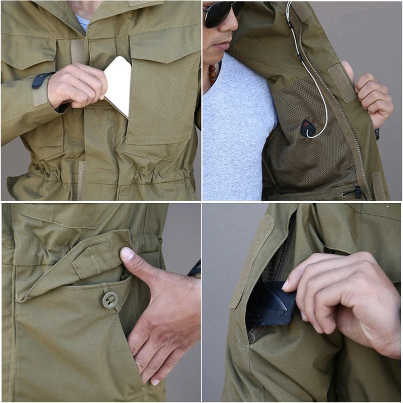 Chaqueta táctica M65 impermeable con capucha y bolsillos - imagen 5