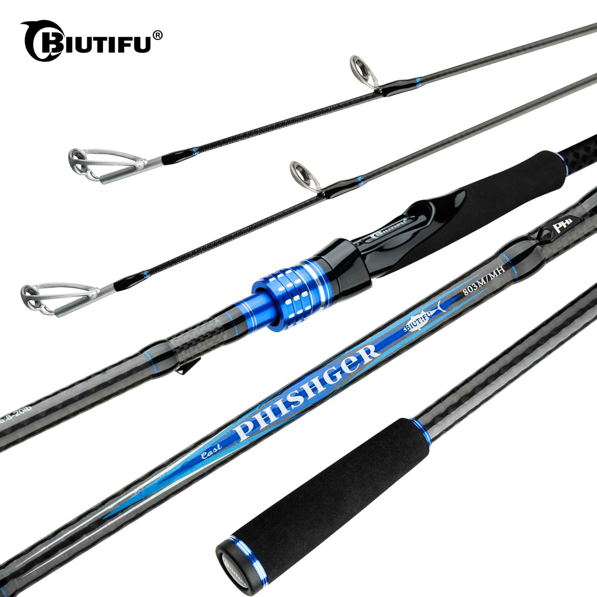 Caña spinning BIUTIFU de carbono para trucha y lubina con casting
