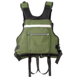 Chaleco flotador de pesca con mesh transpirable, bolsillos y silbato