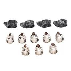 Púas para dedos ajustables de metal y celuloide plateadas y negras