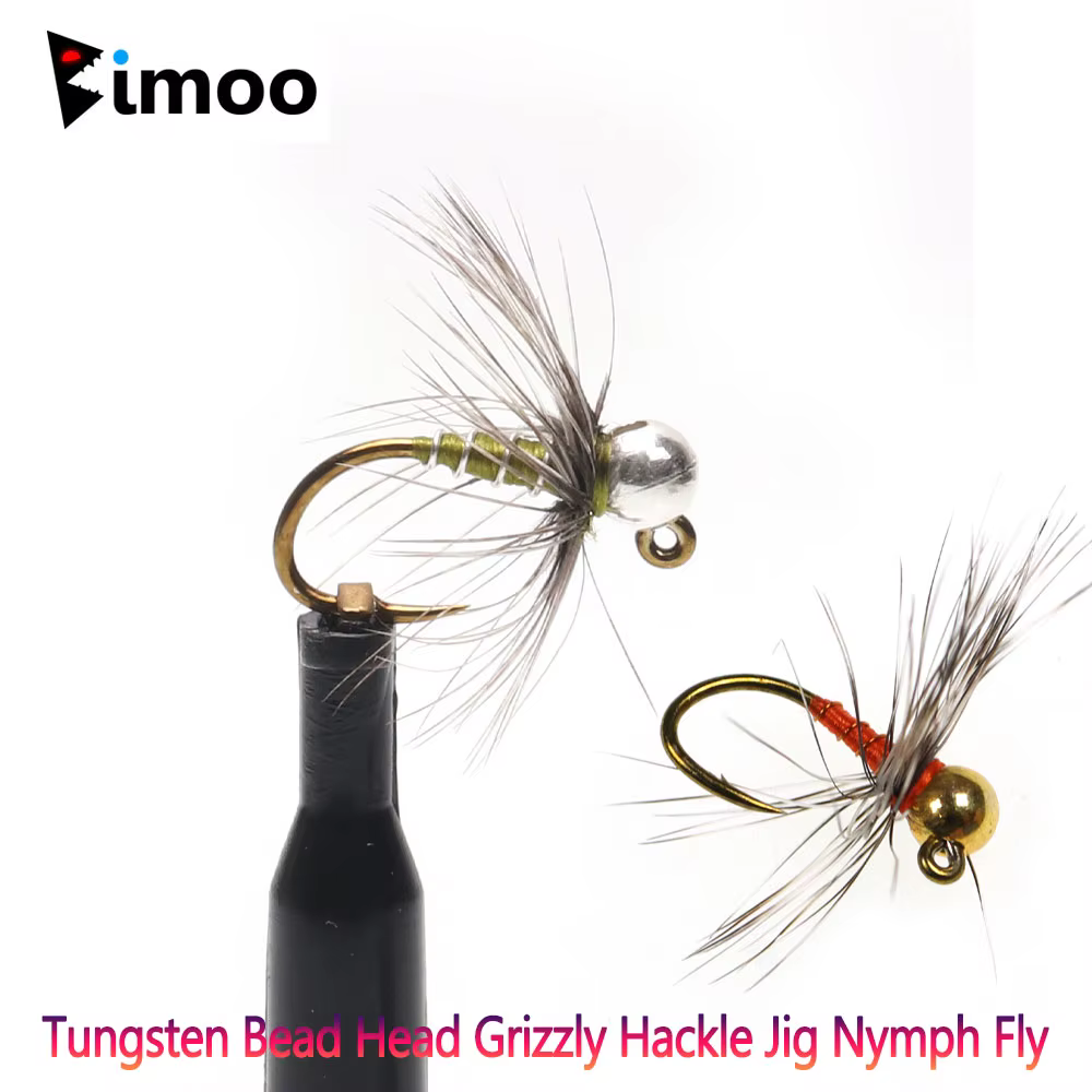 Bimoo Jig Ninfa Tungsteno Grizzly Hackle - Mosca de trucha europea - imagen 3