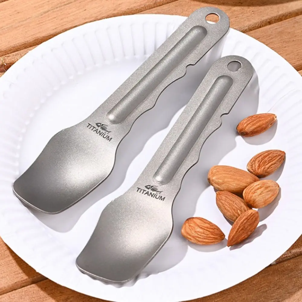 Cuchara de titanio ultraligera para camping y picnic multiusos - imagen 4